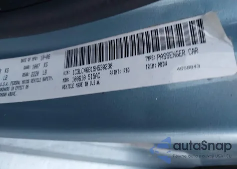 2009 Chrysler Sebring Lx из США, поврежденный, VIN 1C3LC46B19N530230